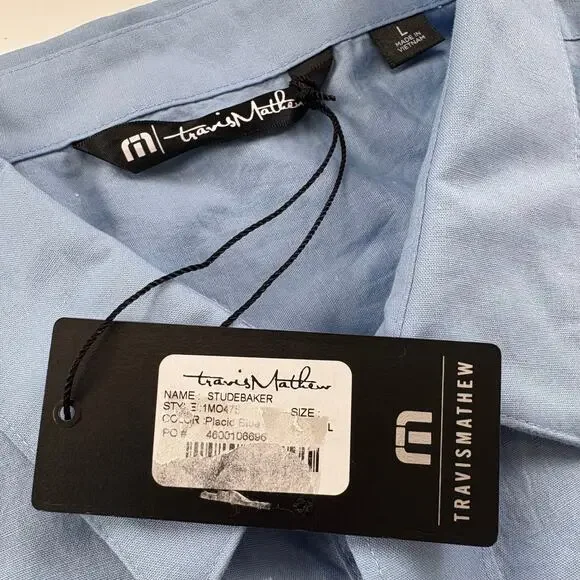 Travis Mathew Studebaker Button Down Size Large Blue Regular Fit Work Casual NEW - Picture 9 of 13